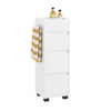SoBuy BZR29-W Dulap de baie pentru spații mici 30 cm – 3 sertare și suport reversibil pentru prosoape, alb