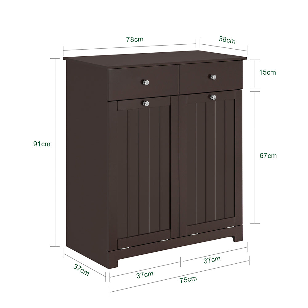 SoBuy BZR33-BR Meuble Bas de Salle de Bain Armoire Toilette avec 2 Tiroirs et 2 Paniers