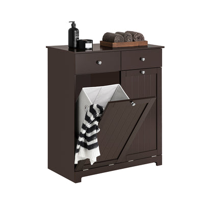 SoBuy BZR33-BR Meuble Bas de Salle de Bain Armoire Toilette avec 2 Tiroirs et 2 Paniers