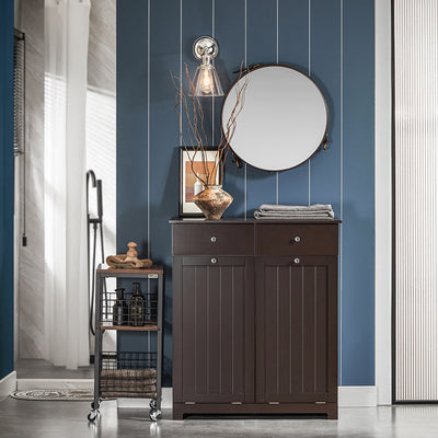 SoBuy BZR33-BR Meuble Bas de Salle de Bain Armoire Toilette avec 2 Tiroirs et 2 Paniers