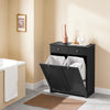 SoBuy BZR33-II-SCH Dulap de baie cu coș de rufe, Dulap de depozitare cu 2 sertare și saci de rufe de mare capacitate, Ideal pentru baie, spălătorie, apartament L78xP38xH91cm, negru