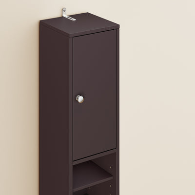 SoBuy BZR34-II-BR Dulap de baie ultra-îngust, maro, 20x20cm, 1 sertar, 2 uși, 5 compartimente, rafturi reglabile, rezistent la umiditate, 25kg – 20x20x180 cm