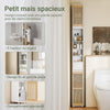 SoBuy BZR34-BW Dulap-coloană din Bambus Stil Natural – Mobilier WC Îngust 20 cm, Ventilat, Alb