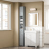 SoBuy BZR34-II-HG Dulap-coloană de baie de 20 cm - Dulap de depozitare îngust cu sertar și rafturi reglabile - Dulap de baie compact pentru WC, spații mici Gri MDF, 20x20x180cm