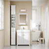 SoBuy BZR34-II-W Coloană de baie 20 cm - Dulap de depozitare îngust cu sertar și rafturi reglabile - Dulap de baie compact pentru WC, spații mici, MDF, Alb, 20x20x180cm