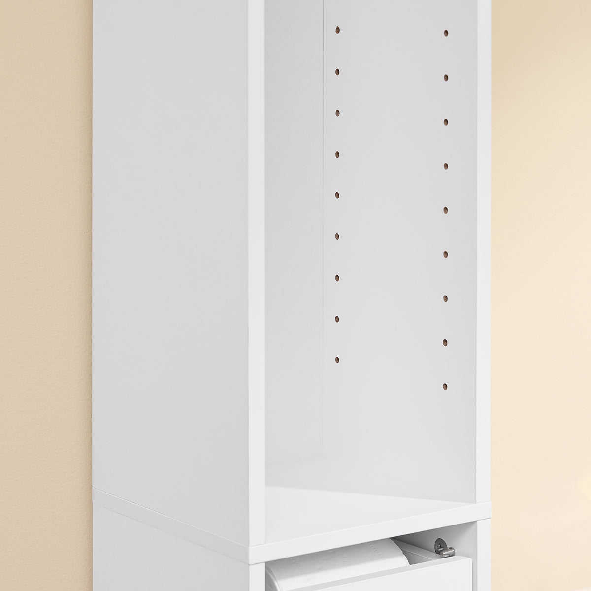 SoBuy BZR34-K-W Dulap de Baie Coloană de Depozitare Mobilier Înalt, Îngust, cu Ușă și Sertar, Rezistent la Umiditate - Depozitare Compactă pentru Toaletă și WC 20x20x145cm