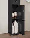 SoBuy BZR34-SCH Dulap coloană de baie 20 cm - Dulap de depozitare îngust cu sertar și rafturi reglabile - Dulap de baie compact pentru WC, spații mici - Negru, MDF, 20x20x180cm