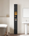 SoBuy BZR34-SCH Dulap coloană de baie 20 cm - Dulap de depozitare îngust cu sertar și rafturi reglabile - Dulap de baie compact pentru WC, spații mici - Negru, MDF, 20x20x180cm
