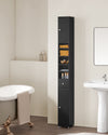 SoBuy BZR34-SCH Dulap coloană de baie 20 cm - Dulap de depozitare îngust cu sertar și rafturi reglabile - Dulap de baie compact pentru WC, spații mici - Negru, MDF, 20x20x180cm