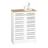 SoBuy BZR41-W Dulap de Baie cu Economie de Spațiu, cu Uși Tip Jaluzea, Rafturi Reglabile din MDF, 60x30x82 cm, Dulap de Depozitare Multifuncțional și Compact