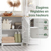 SoBuy BZR41-W Dulap de Baie cu Economie de Spațiu, cu Uși Tip Jaluzea, Rafturi Reglabile din MDF, 60x30x82 cm, Dulap de Depozitare Multifuncțional și Compact