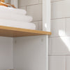 SoBuy BZR43-W Dulap Coloană de Baie Îngust cu Rafturi Deschise și Ușă cu Jaluzele – Dulap Înalt de Depozitare pentru Baie, WC, Bucătărie sau Spălătorie, Alb-Lemn, 160x40x30cm