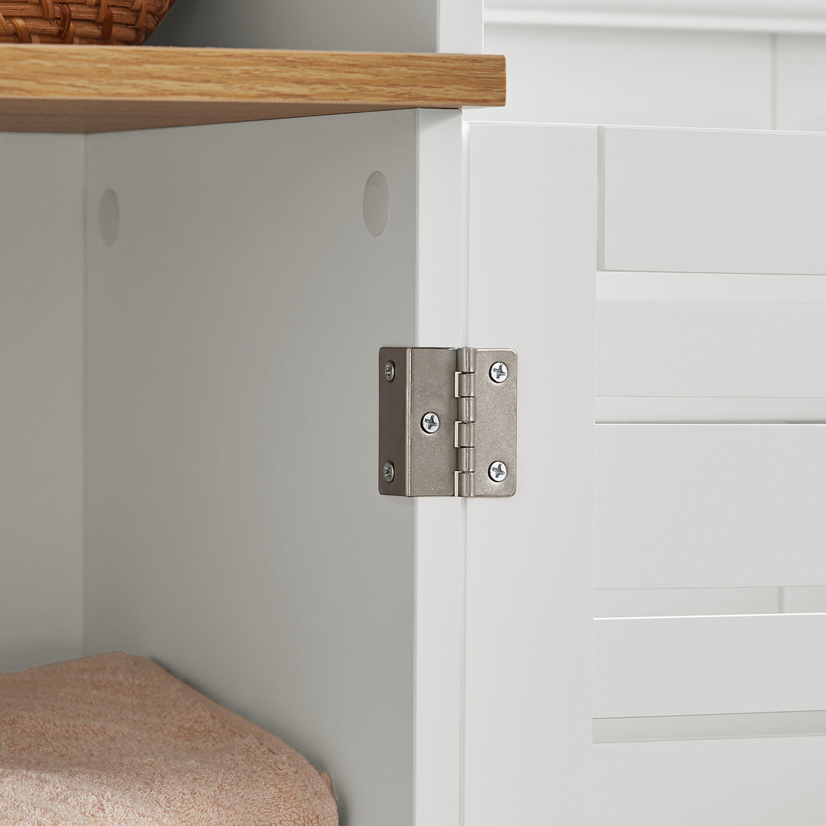 SoBuy BZR44-W Meuble Colonne de Salle de Bain Armoire Haute Meuble de Rangement avec 3 Etagères et 2 Portes persiennes