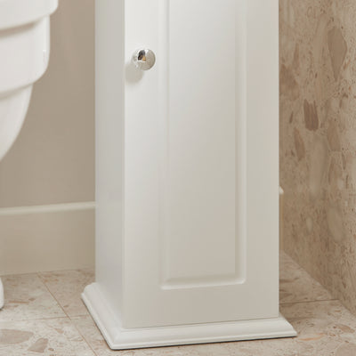 SoBuy BZR53-W Suport Hârtie Igienică Dulap Toaletă Suport Perie WC Mobilier de Baie pe Picior din Lemn, 20x18x79 cm