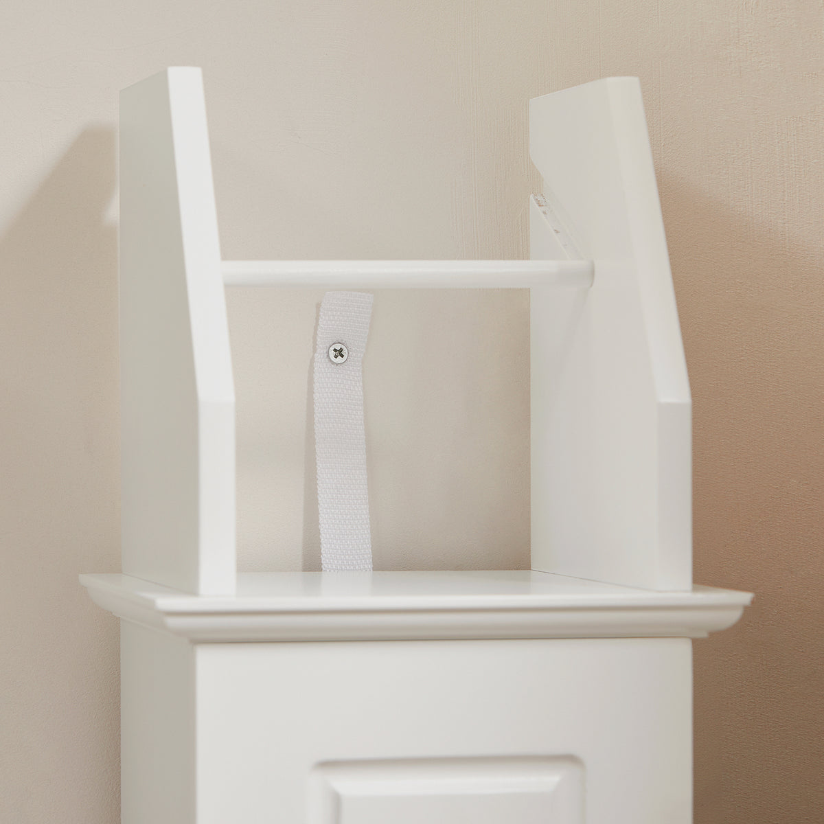 SoBuy BZR53-W Suport Hârtie Igienică Dulap Toaletă Suport Perie WC Mobilier de Baie pe Picior din Lemn, 20x18x79 cm