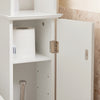 SoBuy BZR53-W Suport Hârtie Igienică Dulap Toaletă Suport Perie WC Mobilier de Baie pe Picior din Lemn, 20x18x79 cm