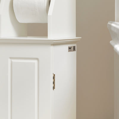 SoBuy BZR53-W Suport Hârtie Igienică Dulap Toaletă Suport Perie WC Mobilier de Baie pe Picior din Lemn, 20x18x79 cm