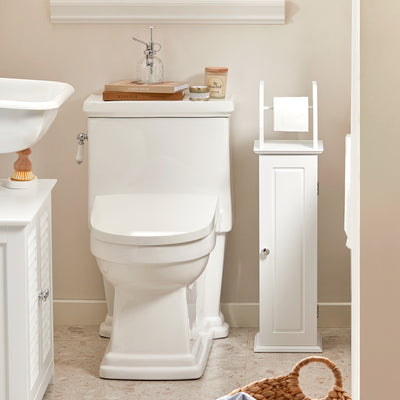 SoBuy BZR53-W Suport Hârtie Igienică Dulap Toaletă Suport Perie WC Mobilier de Baie pe Picior din Lemn, 20x18x79 cm