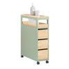 SoBuy BZR54-GR Meuble Salle de Bain à roulettes, Armoire de Salle de Bain Étroit avec 3 Tiroirs et Étagère Réglable, Petit Meuble WC en Bois pour Toilette, Vert, 65x24x82cm