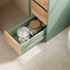 SoBuy BZR54-II-GR Meuble Salle de Bain à Roulettes Vert et Hévéa, 3 Tiroirs et Niche Ouverte, Slim 23cm, 40kg – 65x23x82 cm