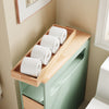 SoBuy BZR54-II-GR Meuble Salle de Bain à Roulettes Vert et Hévéa, 3 Tiroirs et Niche Ouverte, Slim 23cm, 40kg – 65x23x82 cm