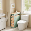SoBuy BZR54-II-GR Meuble Salle de Bain à Roulettes Vert et Hévéa, 3 Tiroirs et Niche Ouverte, Slim 23cm, 40kg – 65x23x82 cm