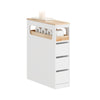 SoBuy BZR54-W Dulap baie cu roți, compact cu 3 sertare, pentru toaletă, dulap baie din lemn, ușor de mutat, alb, 65x23x82cm