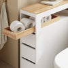 SoBuy BZR54-II-W Meuble Salle de Bain à Roulettes Blanc et Hévéa, 3 Tiroirs et Niche Ouverte, Slim 23cm, 40kg – 65x23x82 cm