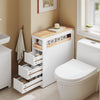 SoBuy BZR54-W Dulap baie cu roți, compact cu 3 sertare, pentru toaletă, dulap baie din lemn, ușor de mutat, alb, 65x23x82cm