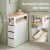 SoBuy BZR54-W Dulap baie cu roți, compact cu 3 sertare, pentru toaletă, dulap baie din lemn, ușor de mutat, alb, 65x23x82cm