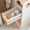 SoBuy BZR54-III-WN Dulap de baie cu roți, alb și lemn natural, 3 sertare și nișă deschisă, subțire 23cm, 40kg – 65x23x82 cm