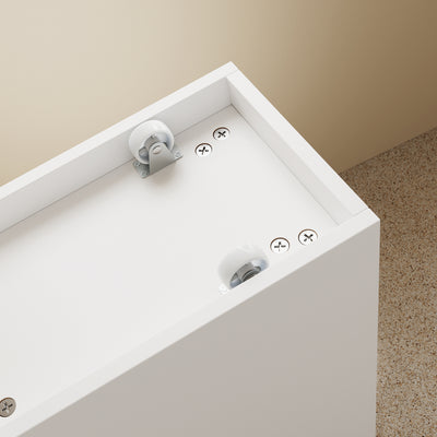 Precomandă SoBuy BZR54-IV-WN Dulap Baie Tip Coloană, Dulap Baie Mic, Compact cu Roți, Sertare și Separatoare, Alb 65x23x82cm
