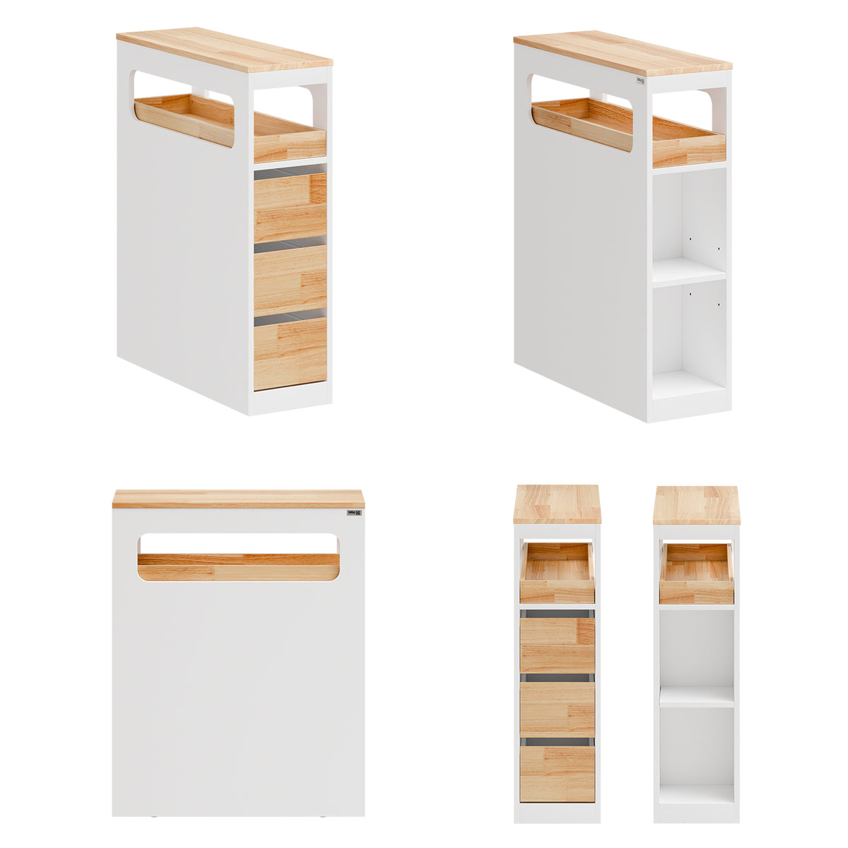 Precomandă SoBuy BZR54-IV-WN Dulap Baie Tip Coloană, Dulap Baie Mic, Compact cu Roți, Sertare și Separatoare, Alb 65x23x82cm