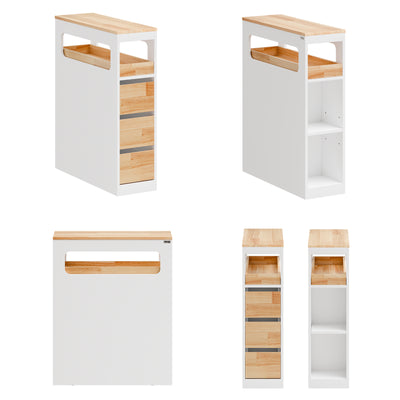 Precomandă SoBuy BZR54-IV-WN Dulap Baie Tip Coloană, Dulap Baie Mic, Compact cu Roți, Sertare și Separatoare, Alb 65x23x82cm