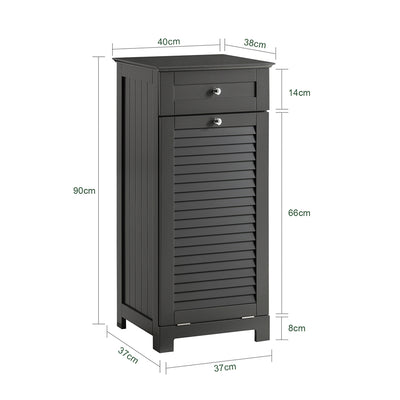 SoBuy BZR73-DG Meuble Bas de Salle de Bain Corbeille à Linge Armoire Toilette Meuble de Rangement avec 1 Tiroir et 1 Panier à Linge