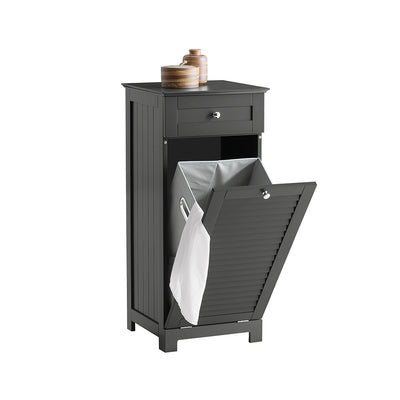 SoBuy BZR73-DG Meuble Bas de Salle de Bain Corbeille à Linge Armoire Toilette Meuble de Rangement avec 1 Tiroir et 1 Panier à