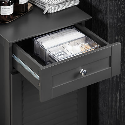 SoBuy BZR73-DG Meuble Bas de Salle de Bain Corbeille à Linge Armoire Toilette Meuble de Rangement avec 1 Tiroir et 1 Panier à Linge