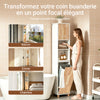SoBuy BZR74-W Coloană pentru Baie Stil Natural cu Coș de Rufe – Alb Lemn, 170 cm