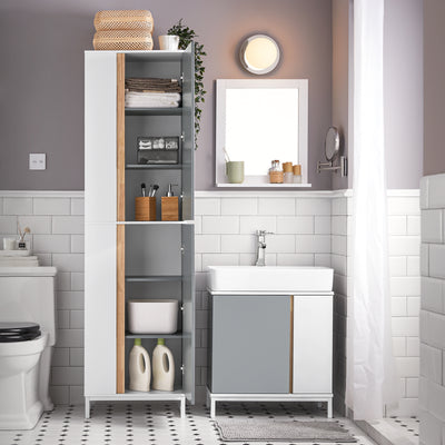 SoBuy BZR76-HG Dulap înalt de baie Dulap pentru toaletă cu rafturi de depozitare