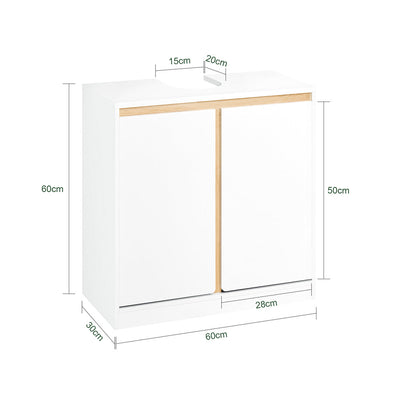 SoBuy BZR78-W Meuble sous-Lavabo, Meuble sous Vasque, Meuble Salle de Bain avec 2 Étages et 2 Portes