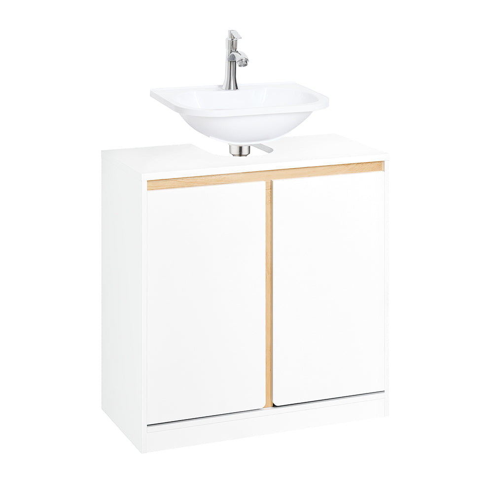 SoBuy BZR78-W Meuble sous-Lavabo, Meuble sous Vasque, Meuble Salle de Bain avec 2 Étages et 2 Portes