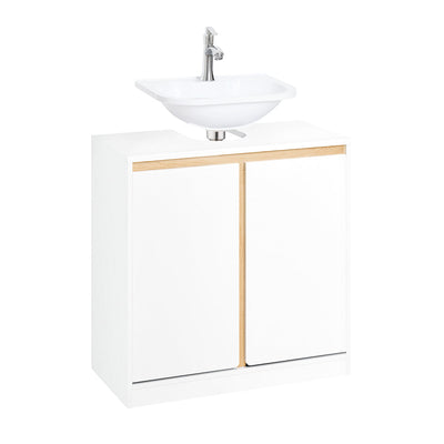SoBuy BZR78-W Meuble sous-Lavabo, Meuble sous Vasque, Meuble Salle de Bain avec 2 Étages et 2 Portes