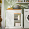 SoBuy BZR79-W Meuble Bas de Salle de Bain avec Bac à Linge Amovible Armoire à Linge Commode