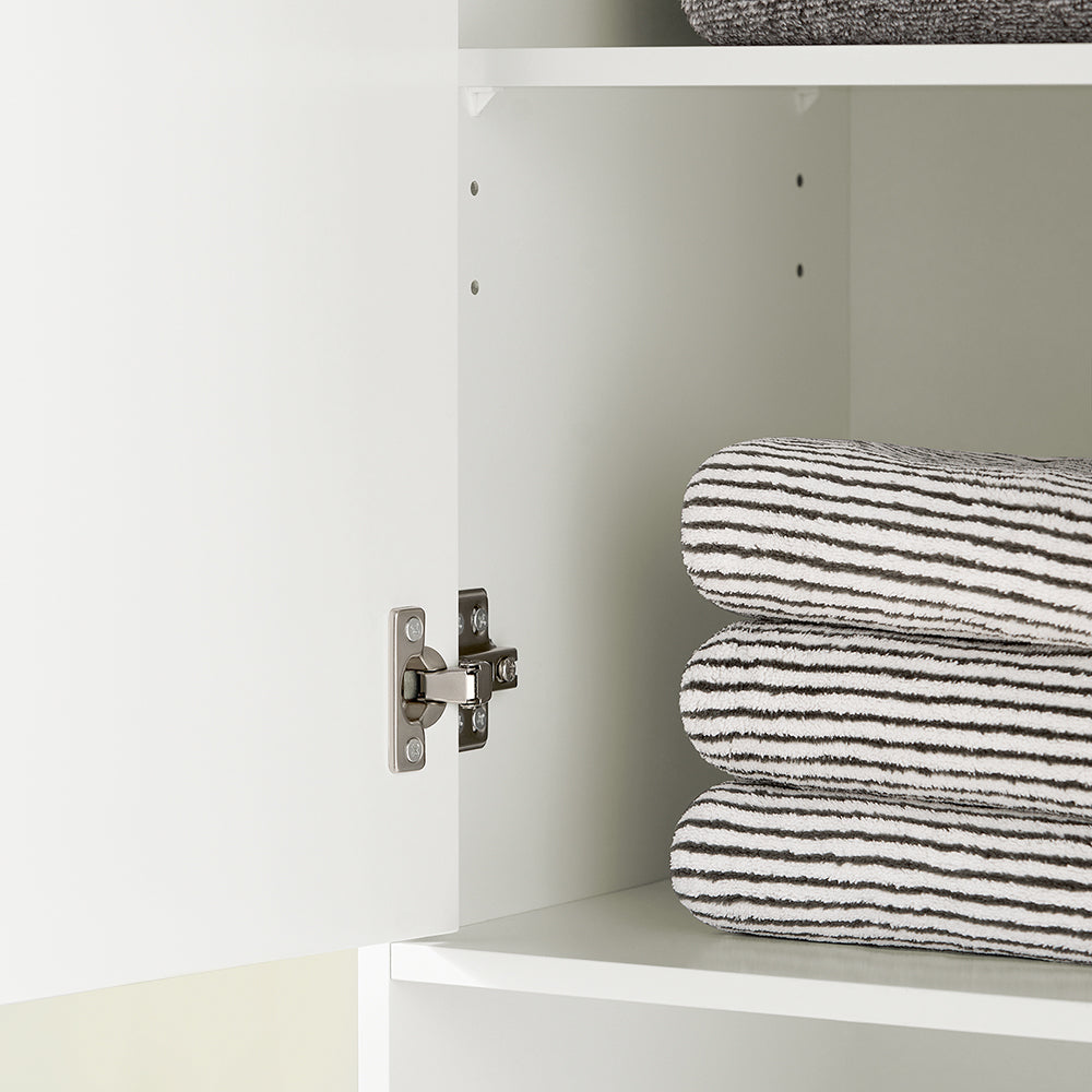 SoBuy BZR80-W Coloană de Baie Salvează Spațiu cu Sertar și Uși, Dulap de Depozitare Baie cu Etajeră Deschisă, Alb 35×33×170 cm
