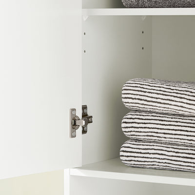 SoBuy BZR80-W Coloană de Baie Salvează Spațiu cu Sertar și Uși, Dulap de Depozitare Baie cu Etajeră Deschisă, Alb 35×33×170 cm