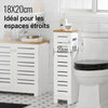 SoBuy BZR85-W Dulap de Baie Îngust – Mobilier WC cu Depozitare ce Economisește Spațiu – Suport de Hârtie Igienică din Lemn, pentru Spații Mici, Rezistent la Umiditate, Alb-Natural, 20x75x18 cm