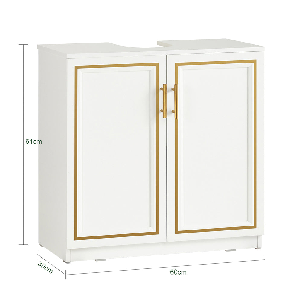 SoBuy BZR86-W Meuble sous-Lavabo, Meuble sous-Vasque à 2 Portes, Meuble sous Évier, Salle de Bain, Placard de Rangement