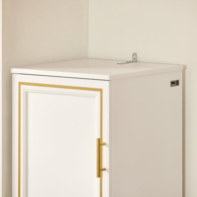 SoBuy BZR87-W Meuble Colonne de Salle de Bain Armoire Haute Étagère étroite avec 2 Portes, 2 Compartiments et 1 Panier à Linge
