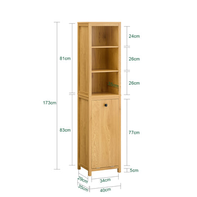 SoBuy BZR95-SN Meuble Colonne de Salle de Bain, Armoire Haute,  avec 1 Panier à Linge et 3 Étagères