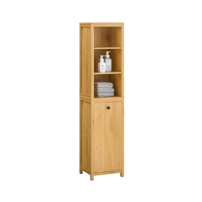 SoBuy BZR95-SN Meuble Colonne de Salle de Bain, Armoire Haute,  avec 1 Panier à Linge et 3 Étagères